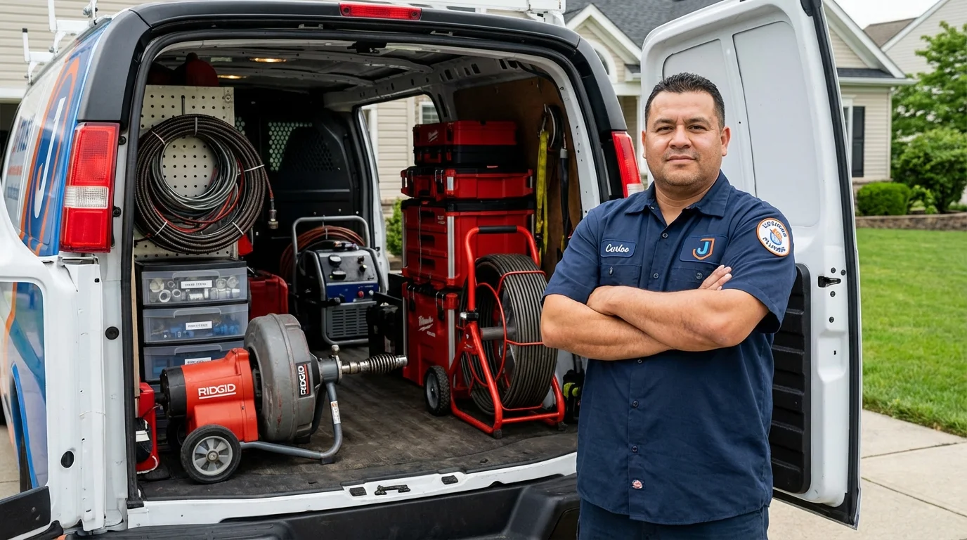 Professional drain cleaning equipment and Johns Plumbing LLC plumber in Bel Air