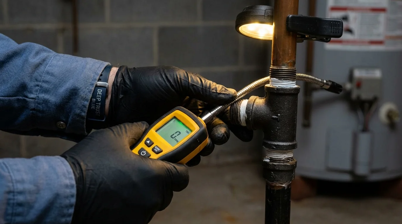 Gas leak detection with electronic sniffer by Johns Plumbing LLC in Bel Air